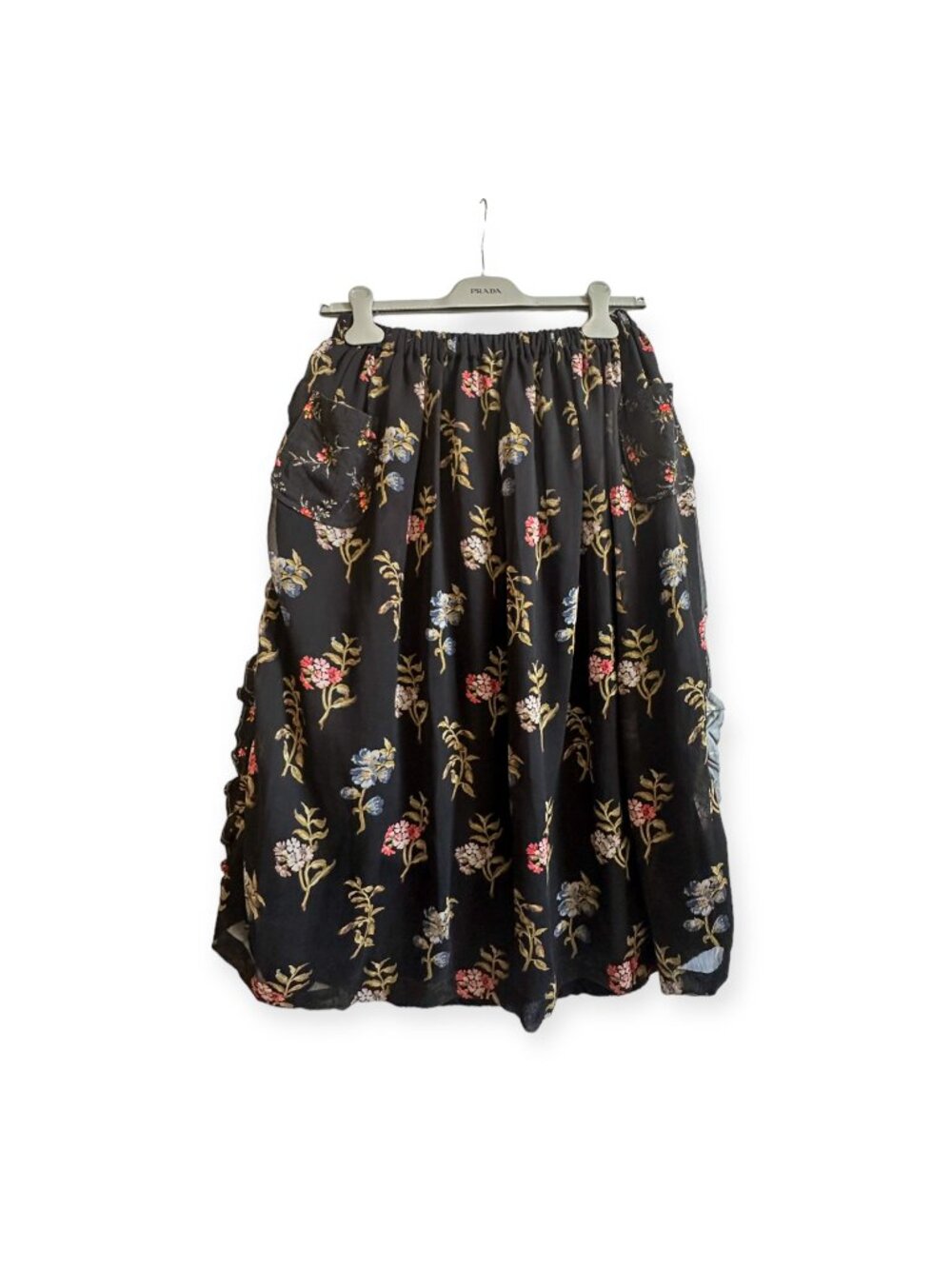 tricot COMME des GARCONS AD2017 Floral Mixed Material Skirt